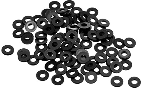 PATIKIL M3 Nylon Rondella Piatta, 100 Pezzi 3mm ID x 7mm OD x 1mm Spessore Guarnizione Distanziatrice di Tenuta per Rubinetto Tubo Acqua Tubo Dispositivo Fissaggio Bullone, Nero