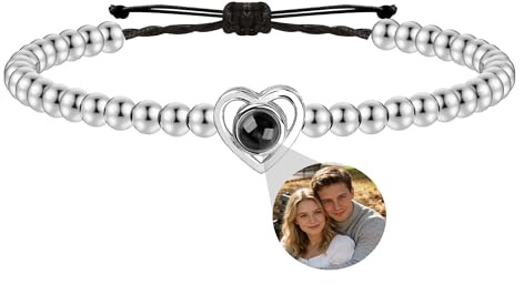 Benutzerdefinierte Armbänder mit Bild innen, personalisierte Fotoprojektionsarmbänder, Bildarmband mit personalisiertem Foto, individuelle Fotogeschenke für Frauen/Männer/Familie/Paar/Freunde
