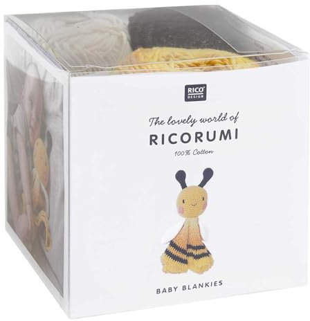 Ricorumi Häkel-Set Baby Blankies - Biene, mit Füllwatte