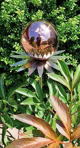 Jürgen Bocker Garten-Ambiente Blütenzauber Milano Rosenkugel 10 cm Edelstahl Gartenstecker Deko mit Stab 80 cm (golden Rose poliert)