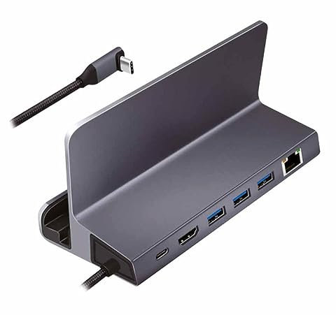 Docking station USB 3.2 Gen1 a 6 porte con USB PD (PowerDelivery 100W) in alluminio, supporto per tablet, smartphone e controller