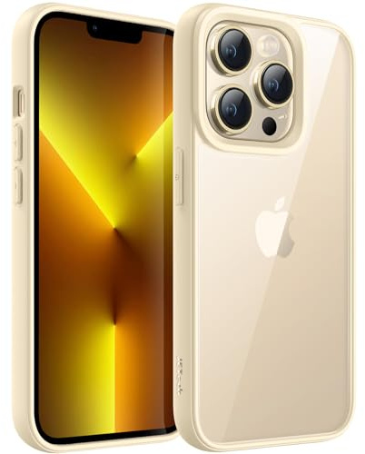 JETech Hülle für iPhone 13 Pro Max 6,7 Zoll, Stoßfestes Handy Stoßfänger Schutzhülle, Solid Farbe Matt TPU Rahmen, Anti-Kratzer Transparent Rückseite (Beige)