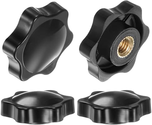 QUARKZMAN 4 Stück Sterngriffmutter M10 x 38mm Flügelmuttern mit Gewinde, Rändelmutter Handgriff Klemmmutter 38mm Spannknopf für Industrie Werkzeugmaschinen Geräte Fitnessgeräte, Schwarz