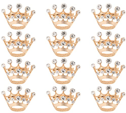 12 StüCk Goldene Kronen Brosche Mit Strass Elegante Anstecknadeln FüR Hochzeiten Und Partys Vielseitiges Accessoire FüR Damen