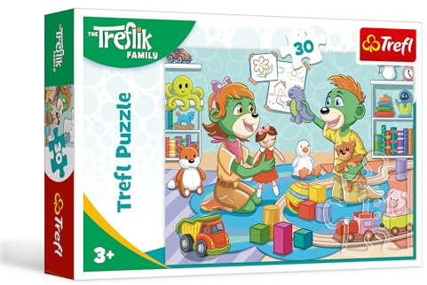 Trefl - The Treflik Family, Joyeuse Famille Treflik - Puzzles 30 pièces – Puzzles Colorés avec Personnages de Bande Dessinée, Divertissement Créatif, Loisir pour Les Enfants à partir de 3 Ans