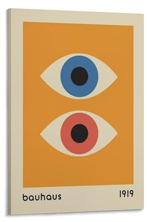 Bauhaus-Ausstellungsposter, Bauhaus-Kunstdruck mit geometrischen Augen, Gemälde auf Leinwand, Wandkunst, Poster, Rollbild, Wanddekoration, Heimposter, 50 x 75 cm