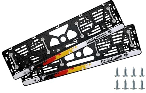 AUTOSmilga® Kennzeichenhalter Deutschland, Nummernschildhalterung Auto, mit Vibrationsdämpfer, kennzeichenhalterung für Autos kfz-kennzeichen 520x110mm, inkl. 8 Schrauben