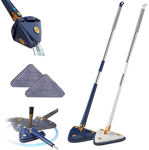 Trapeador Triangular Extensible Trapeador de Limpieza Ajustable Giratorio de 360 ​​​​° for Pared, Trapeador de Limpieza Triangular Actualizado con Función Automática de Expresión de Agua, Trapeador Gi
