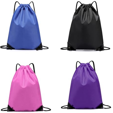 JOYVOX Waterproof Drawstring Gym Bags, 4-Pack Lightweight Swimming Bag, Durable Sports Backpack for Swim, Gym, Beach, Travel, Versatile and Portable
