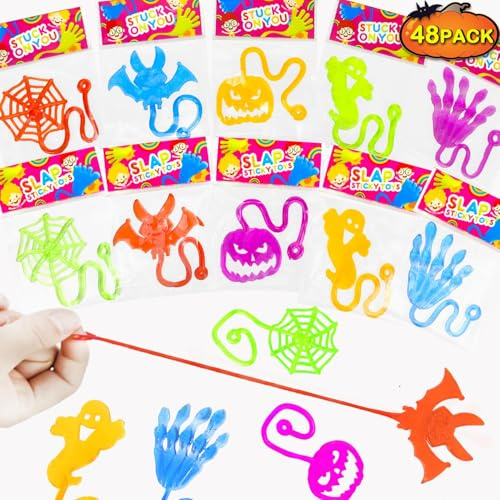 YUNHENTONG Klebehand, Klatschhand Kinder Bunte Glibberhand, Glibberhand, Klatschhand für Kinder, Halloween Mitgebsel, Klatschhände, Geschenkgeschenke für Halloween-Partys, Farbe Zufällig (48 PCS)