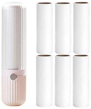 Tragbare Fusselrolle mit Nachfüllrollen,Kompakt und Leicht,Entfernt Tierhaare,Staub und Fusseln,Ideal für Zuhause und Unterwegs, Inklusive 6 Ersatzrollen,Perfekt für Kleidung und Möbel,Kompakte Größe