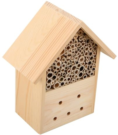 BESPORTBLE Holz Bienenhaus Zum Aufhängen Natürliches Garten Insektenhotel Für Wildbienen Und Solitärbienen Schutz Und Nisthilfe Outdoor Bienenzucht