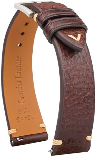 Gomvadr Quick Release läderarmband, olja vax läder klockarmband, italienskt kalvläder klockarmband ersättningsband för män kvinnor 16 18 19 20 21 22 mm, 21mm, Läder, Ingen ädelsten