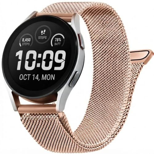 ANDOFUZH Edelstahl Mesh Uhrenarmband, 14mm 16mm 18mm 20mm 22mm 24mm Magnetverschluss Smartwatch Schnellverschluss Metall Ersatz Armband für Damen Herren Watch Uhren Ersatzband (Rosegold, 18mm)