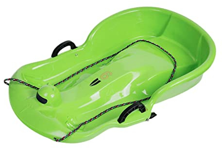 LeeQinersw Slitta da Neve Invernale, Slitta da Slittino con Maniglia del Freno, Slitta da Discesa con Fune, Slitta per Bambini con Doppio Sedile per Lo Sport, Verde