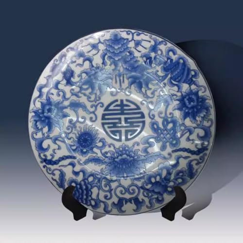 Keramiska dekorativa tallrikar 20 cm Jingdezhen blå och vit Happy Character Porslinstallrik Hängande tallrik