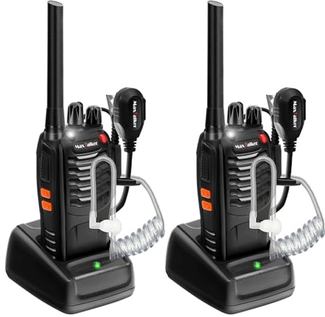 MaxTalker MT-8S Walkie Talkie Aufladbar für Erwachsene Kinder Funkgeräte, Lizenzfrei PMR446 Funkgeräte, Funkempfang 16 Kanäle, Mit Headset und 1500mAh Akku (2 Stück)