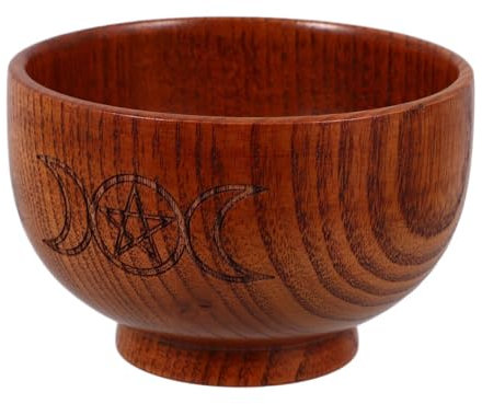 Cabilock Cuenco Ritual De y Pentagrama Decorativo Para Velas Incienso y Altar Madera Natural