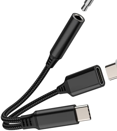 Adaptateur USB C Jack Vers Ecouteur 3.5mm Type C Chargeur(2en1)pour iphone 16 15 Pro Max Compatible Avec Samsung Galaxy S24 S23 S22 DAC AUX Audio Cable Splitter Pour Apple Casque Auxiliaire Connecteur