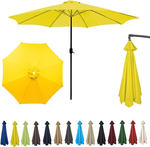 Housse de parasol pour terrasse, jardin, piscine et plage, Φ2 m/Φ2,7 m/Φ3 m, protection UV, toit de rechange imperméable avec 6/8 baleines, parfaite comme protection solaire et décoration extérieure