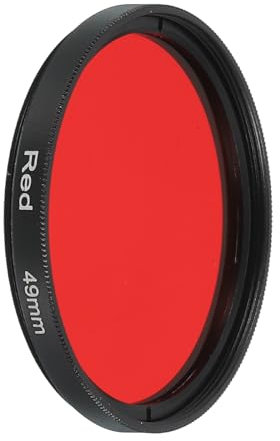 sourcing map Filtro per obiettivo da 49 mm, filtro rosso per fotocamera, antigraffio, in vetro ottico, rotondo, fluorescente, universale per obiettivi fotografici