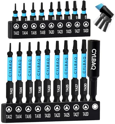 19 cacciaviti triangolari, 25 mm + 60 mm, set di punte speciali per cacciavite a batteria, cacciavite triangolare, punte speciali, set di punte lunghe triangolari TA12-TA30, fusto da 1/4 con supporto