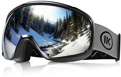 Innerking Gafas de esquí aprobadas por OTG SGS, gafas de nieve, snowboard, invierno, antivaho, para adultos, jóvenes, hombres y mujeres, color negro y gris, 8 %