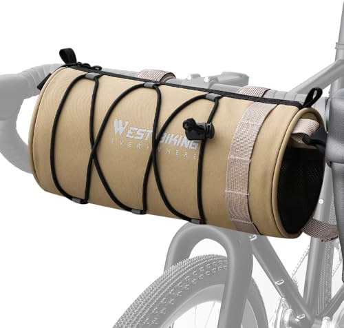 ZIMAOER Borsa da Manubrio Bici 2L, Borsa Telaio con Tracolla, Impermeabile IPX4, Oxford 900D, Riflettente, Rimovibile, Borsa Anteriore per MTB Bici da Corsa Pendolari (Cachi)