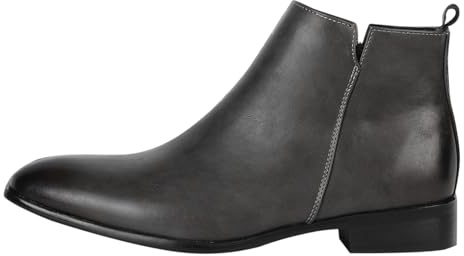 Stövletter herr läder med dragkedja Chelsea stövlar bekväma pointed tå business korta stövlar lätta slip-on läderstövlar korta stövlar fashionabla enfärgade kostymskor bröllop skor, GRÅ, 45 EU