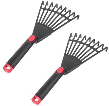 Toyvian Rastrillos de Jardín de Plástico Duraderos para Césped y Hojas Muertas, Set de 2 Piezas, Herramienta Manual para Aflojar Suelo y Limpieza de Jardín, Resistentes y Prácticos
