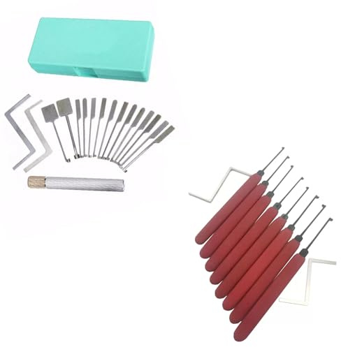 Kit de crochetage de serrure Kaba 8 pièces avec poignée rouge et combinaison multi-têtes Kaba Single Hook Set (tête interchangeable), outils de serrurier professionnels