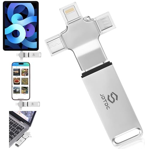 Photo-Stick 256 GB | Unidad USB de copia de seguridad verdaderamente automática para iPhone, iPad, Android, PC, Mac | Unidad flash multipuerto para todos los dispositivos | Copia de seguridad y