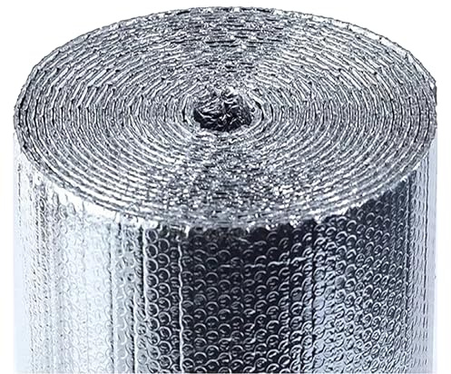 DWZL Film Isolant Bulle D’Aluminium Double Couche Autocollant Rouleau Protection Solaire étanche Isolation Thermique pour Voiture Mur Grenier Toit Abri Camping Maison (1x10m(39.3inx32.8ft))