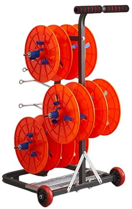 Cable Reel Holder And Dispenser,Wire Spool Rack with Wheels, Cable Dispenser Cart, 6 Reel Electrical Wire Holder & Storage Tray, Wire Pulling Tools for Easy Organization & Transport