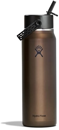 Hydro Flask – Lightweight Wide Flex Straw Cap Bottle 946 ml (32oz) | Stainless Steel, Leakproof with Strap – Insulated Cold 24 Hrs – Obsidian
