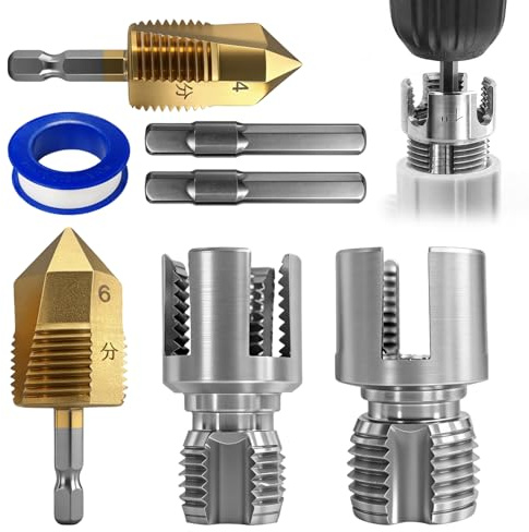 4 Artículos Extractor de Roscas Fontaneria 1/2 3/4 Roscadora de Tubos Interna y Externa Banda Selladora herramienta de Roscado de Tuberías para Abrir Roscas Pvc Rosca Plasticos Tubos Pvc y Ppr