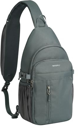 Waterfly Sling Bag with Multiple Pockets, Shoulder Bag for Men Women | 5 Zipper Pockets, Strap Phone Pocket, Anti-Theft RFID & Hidden Back Pocket, Small Bag for Hiking & Travel