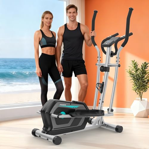 Bicicleta Elíptica para Casa con 16 Niveles de Resistencia,Monitor LCD | Ultra Silenciosa Elíptica para Casa con Pedales Antideslizantes,Portabotellas,Sensores de Pulso,Capacidad de Carga de 130KG