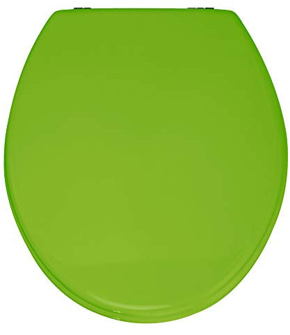 WENKO WC-Sitz Prima Anisgrün, hochwertiger Toilettensitz im Retro-Style, WC-Deckel inklusive Wandpuffer und rostfreier Edelstahlbefestigung, Spülkastengeeignet, Toilettenbrille aus MDF, 37 x 41 cm