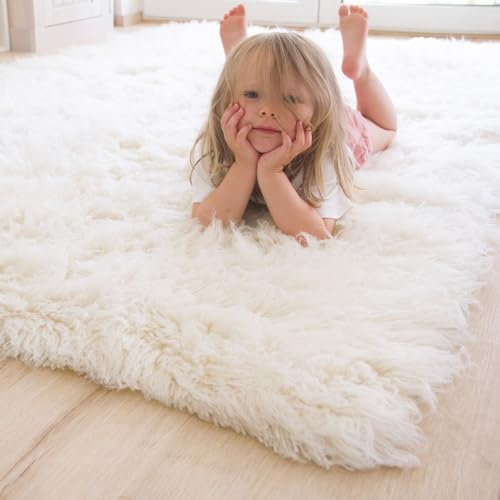 Steffensmeier Flokati 2000 Teppich original griechischer Hirtenteppich Hochflor 100% Neuseeland Schurwolle, Größe: 55x110 cm