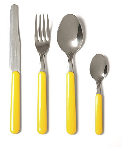 Excelsa Fashion Servicio 24 Cubiertos, Acero Inoxidable, Amarillo