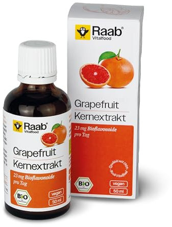 Raab Vitalfood Bio Grapefruit-Kernextrakt mit Bioflavonoiden, Tropfen, Rohware aus Südeuropa, vegan, bio-zertifiziert, 50 ml