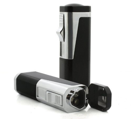 Prestige Import Group Typhoon Triple Flame Torch Lighter with Punch Cutter - Color: Black