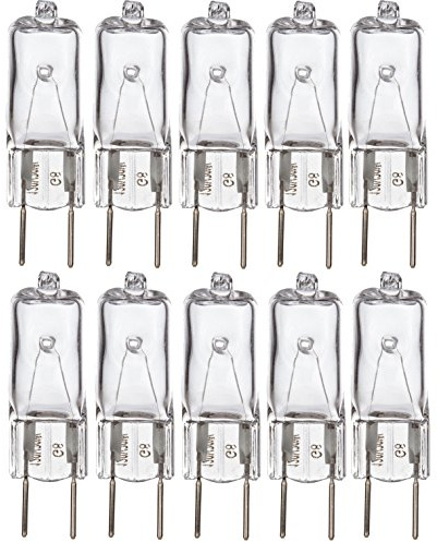 Simba Lighting Halogen Light Bulb G8 T4 50W JCD Bi-Pin (10 Pack) Longer 1.7 Length for Kitchen Hood, Landscape Lights, Desk and Floor Lamps, Wall Sconces, 120V Dimmable, 2700K Warm White