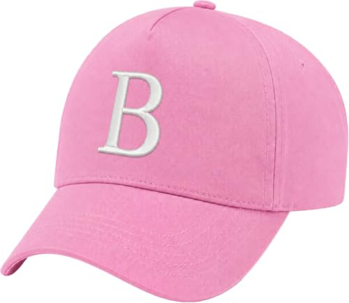 4sold Barn broderad bomull sommar solhatt barn skolbarn kepsar sport hatt Alfabet A-Z pojke flicka justerbar basebollkeps rosa., b, en storlek