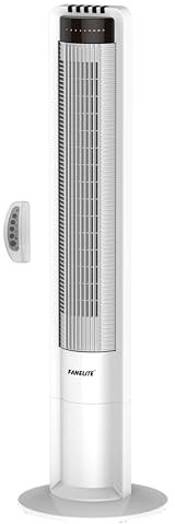 Fanelite - Ventilateur tour X01A-DC - Moteur DC 25W - Hauteur 110 cm - 5 vitesses - Avec télécommande - Minuterie - Grille plastique - Oscillant ou fixe - Silencieux