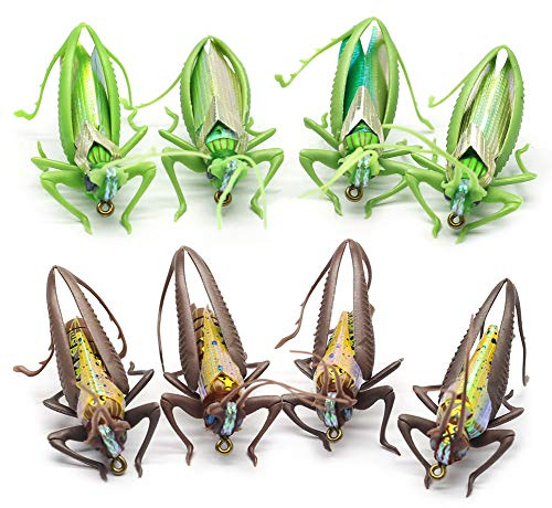 YZD Realistic Grasshopper fly Fishing Flies Set 3 sizes 3 Colors (8 Flies 2 Colors -M size)