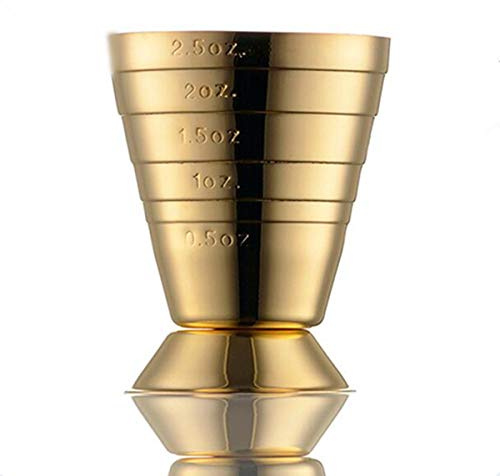 Vaso medidor de acero inoxidable para cócteles con tres escalas, acabado en cobre, 75 ml Golden