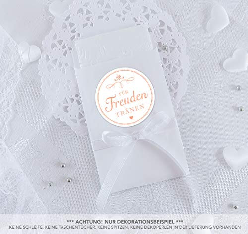 Set Groß. 48 Freudentränen Sticker + 48 Weiße Flachbeutel - 63 X 93 mm Für Freudentränen Taschentuch Verpackungen, Aufkleber Weiß Apricot Ornamente, 4cm Rund Matt