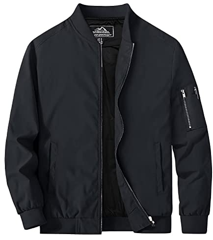 MAGCOMSEN Chaquetas casuales para hombre, chaqueta de bombardero negra para hombre, abrigos militares, chaquetas de combate al aire libre